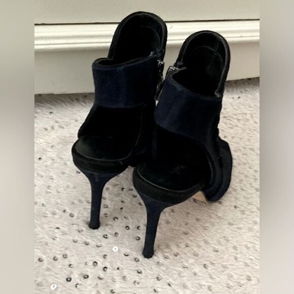Karen Millen Blue Suede Peep Toe Ankle Boot Heels Size 6.5 - Picture 7 of 9